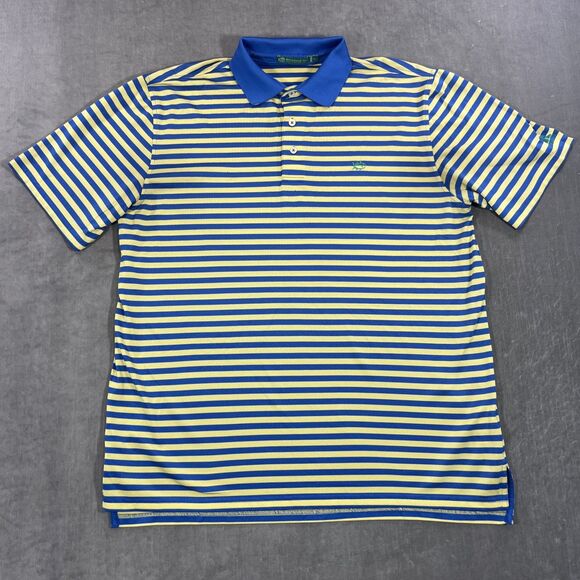 Southern Tide Mens Large Blue‎ Yellow Stripe Golf Polo Shirt - Picture 1 of 9